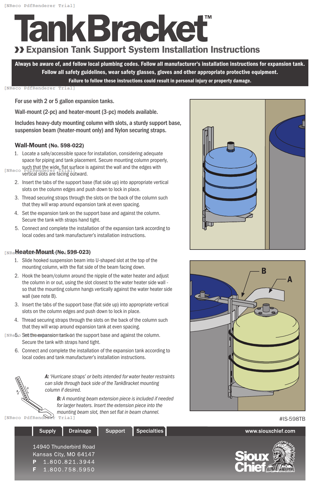 598 SERIES - TANKBRACKET EXPANSION TANK SUPPORT - INSTRUCTION SHEET.PDF Technical Document